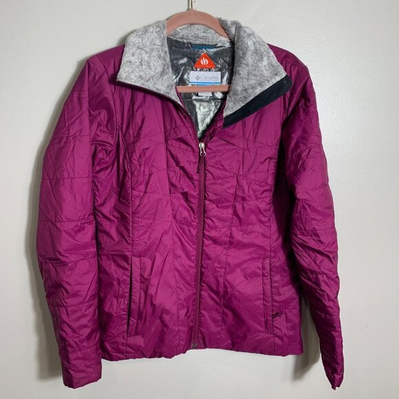Columbia Omni-Heat Coat Women’s Medium Plum Purple Quilted Puffer Pocket - Picture 1 of 12